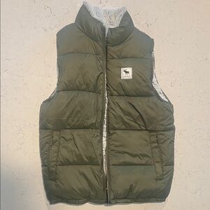 Boys Army Green Abercrombie Puffer Vest
